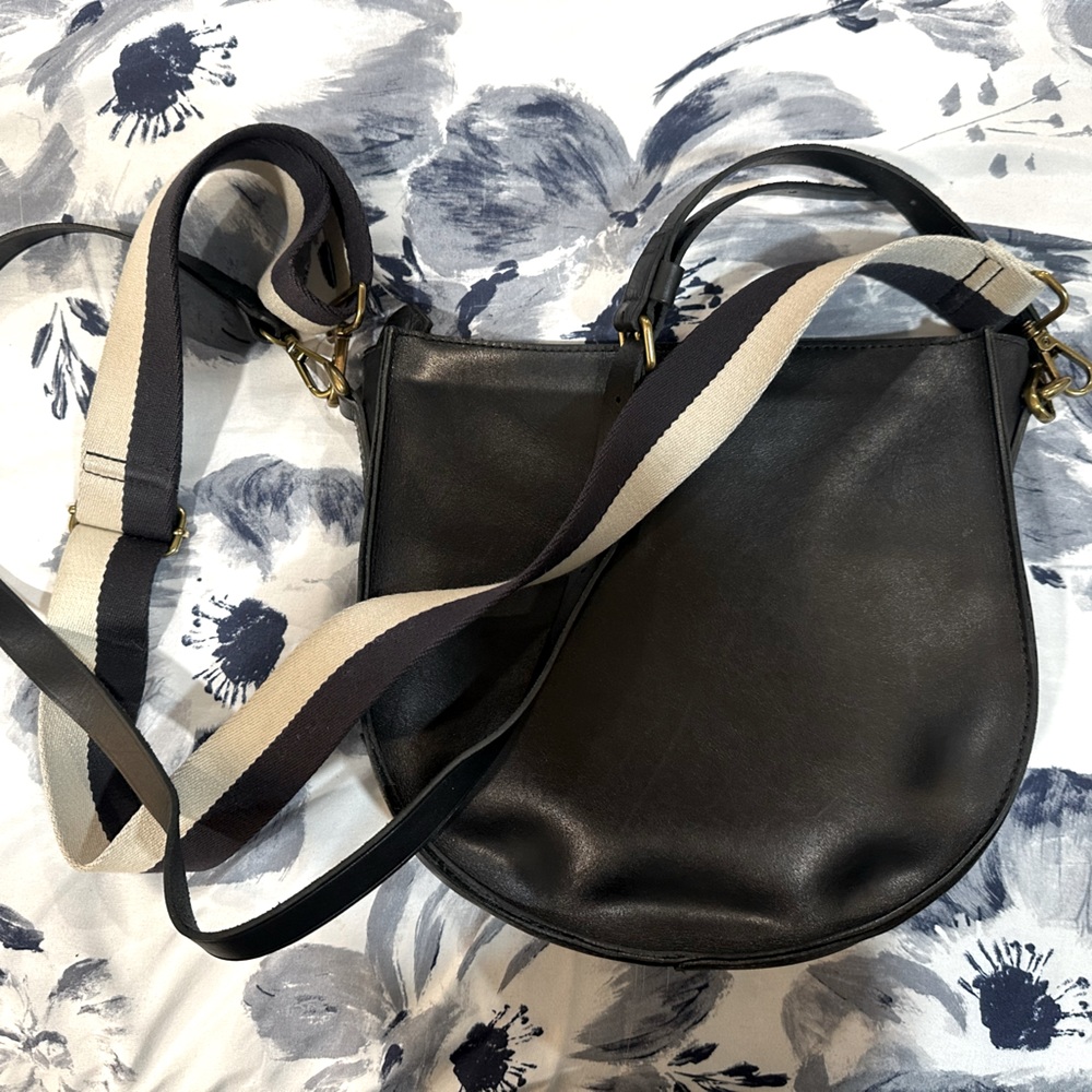 Madewell black leather transport saddle bag
